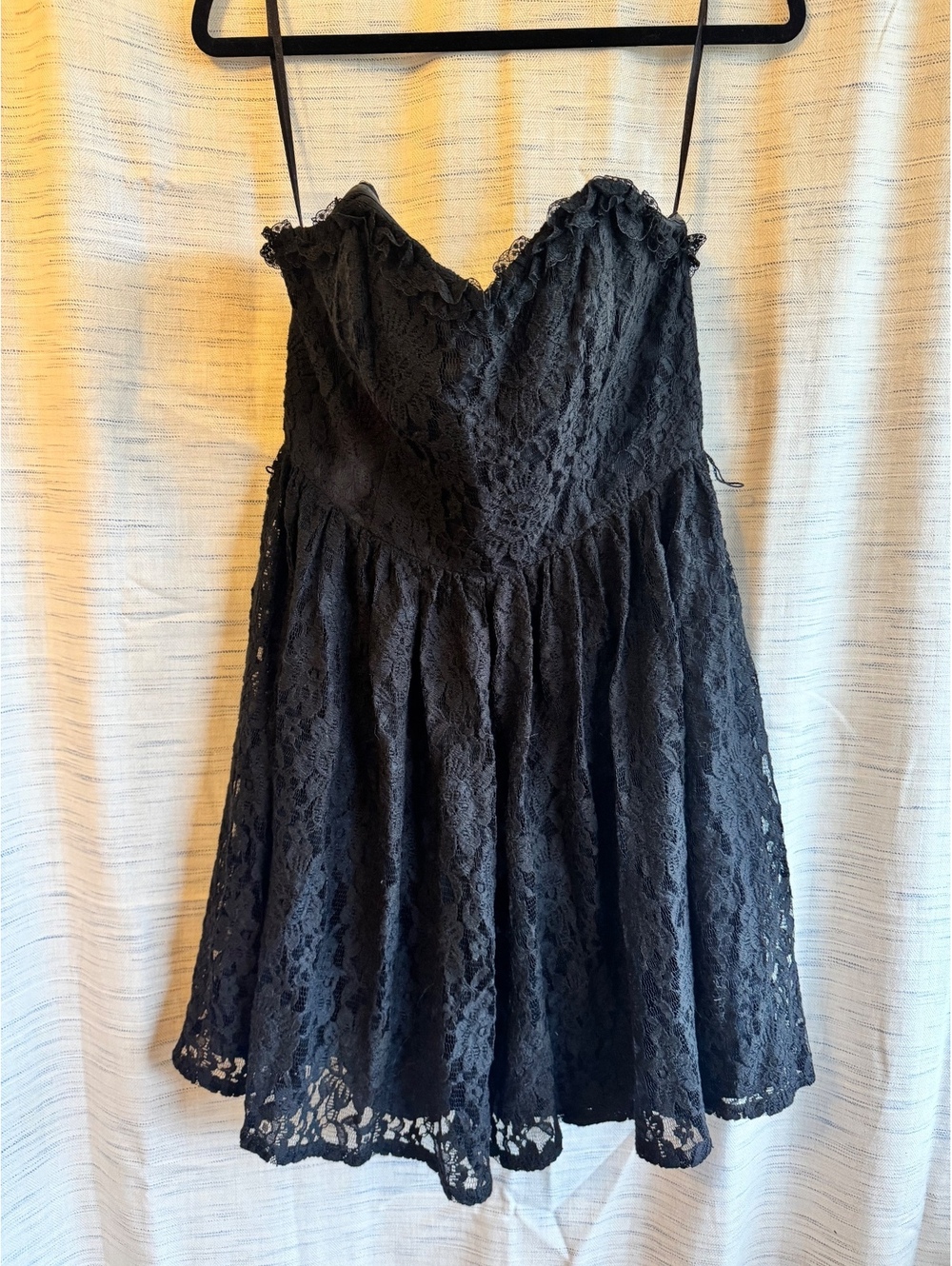 Juicy Couture Black Lace Strapless Mini Dress Size 10